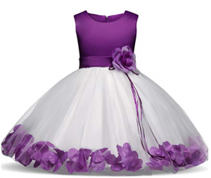 Robe mariage petite fille blanche et violette